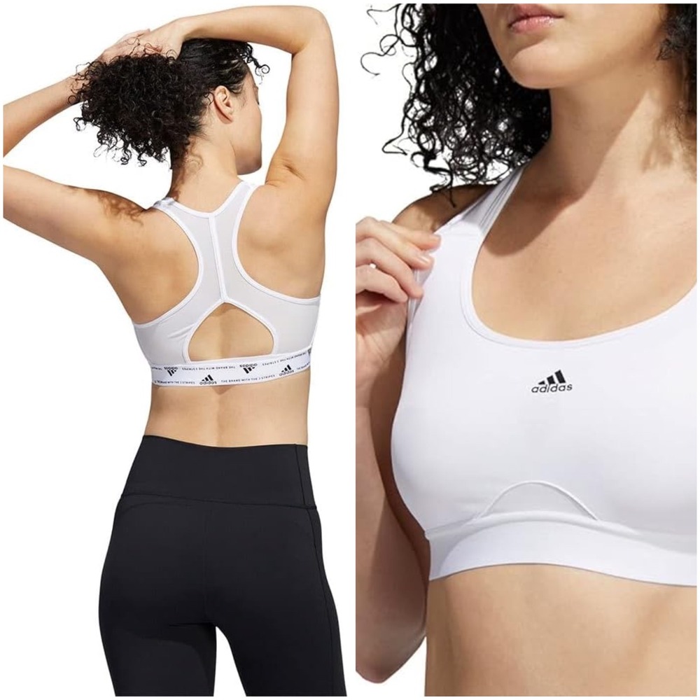 Adidas Sports‎ Bra Racerback Medium Support Moisture Wicking White S